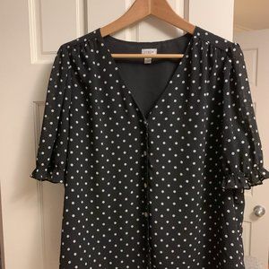 Black with White Polka Dot Blouse